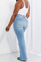 Vibrant MIU Full Size Jess Button Flare Jeans Trendsi