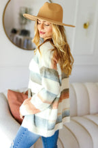 Sleek and Stylish Button Down Stripe Soft Fuzzy Cardigan Trendsi