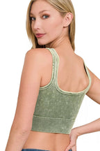 Zara Washed Ribbed Seamless Square Neck Top Trendsi